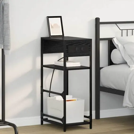Szafka Nocna Czarny dąb 40 x 27 x 76 cm Materiał drewnopochodny Lumarko! - Hurtownia wielobranżowa Lumarko Promocja